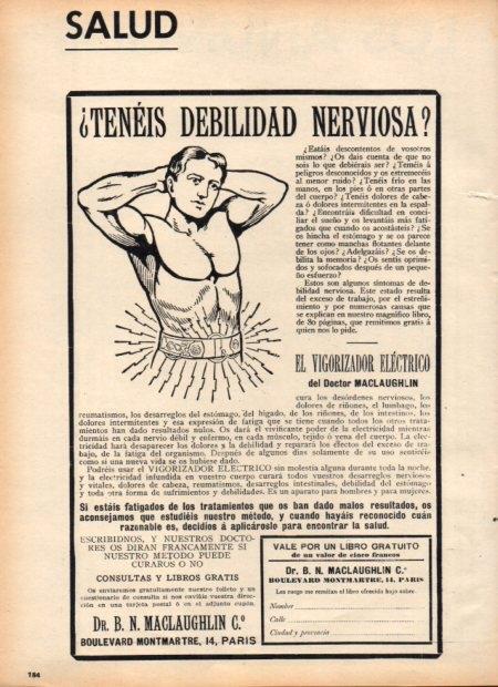 LAMINA V21869: Publicidad vigorizador electrico doctor MacLaughlin