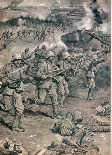 LAMINA V21856: Ataque a la bayoneta tropas alemanas 1918