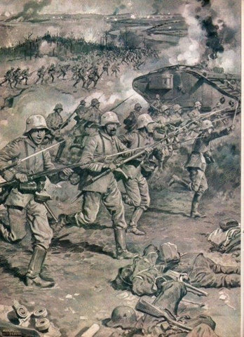 LAMINA V21856: Ataque a la bayoneta tropas alemanas 1918