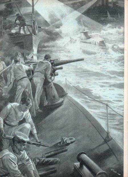LAMINA V21859: Combate entre crucero ingles y submarino aleman