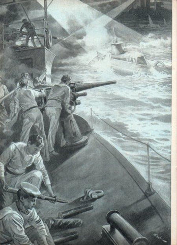 LAMINA V21859: Combate entre crucero ingles y submarino aleman