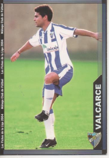 Cromo E004307: Trading Card. Las Fichas de la Liga 2004. nº 340 Valcarce. Defensa. Málaga C.F.