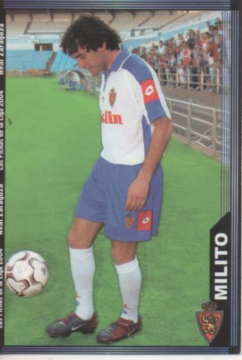 Cromo E004316: Trading Card. Las Fichas de la Liga 2004. nº 496 Milito. Defensa. R. Zaragoza