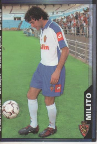 Cromo E004316: Trading Card. Las Fichas de la Liga 2004. nº 496 Milito. Defensa. R. Zaragoza