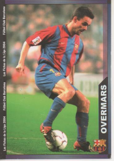 Cromo E004272: Trading Card. Las Fichas de la Liga 2004. nº 158 Overmars. Delantero. F.C. Barcelona