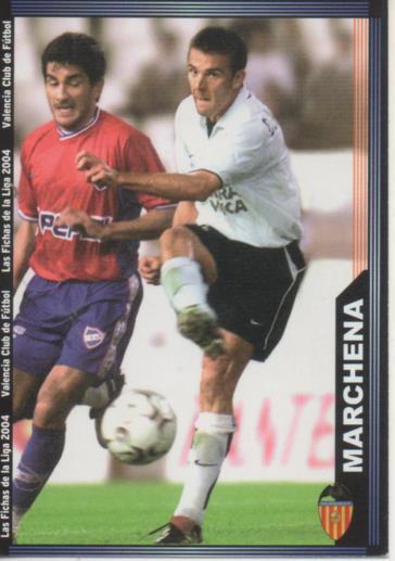 Cromo E004262: Trading Card. Las Fichas de la Liga 2004. nº 121 Marcheda. Defensa. Valencia C.F.