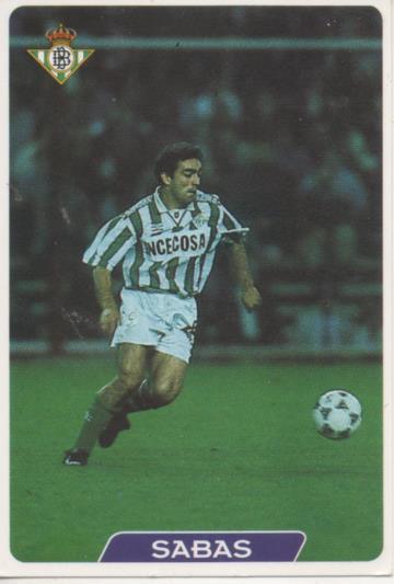 Cromo E003964: Trading Card. Las Fichas de la Liga 95-96, nº 52 Sabas. Delantero. R. Betis Balonpié