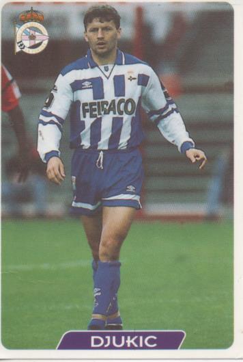 Cromo E003937: Trading Card. Las Fichas de la Liga 95-96, nº 24 Djukic. Defensa. R.C.D. La Coruña