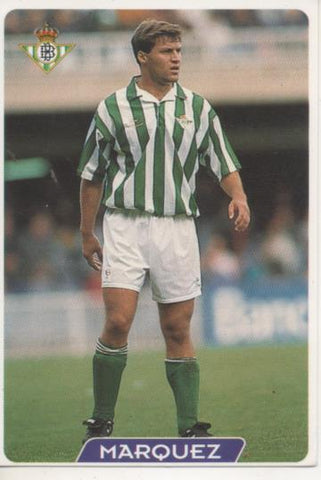 Cromo E003956: Trading Card. Las Fichas de la Liga 95-96, nº 42 Marquez. Centrocampista. R.Betis Balonpié