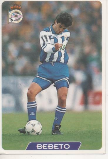 Cromo E003951: Trading Card. Las Fichas de la Liga 95-96, nº 36 Bebeto. Delantero. R.C.D. La Coruña