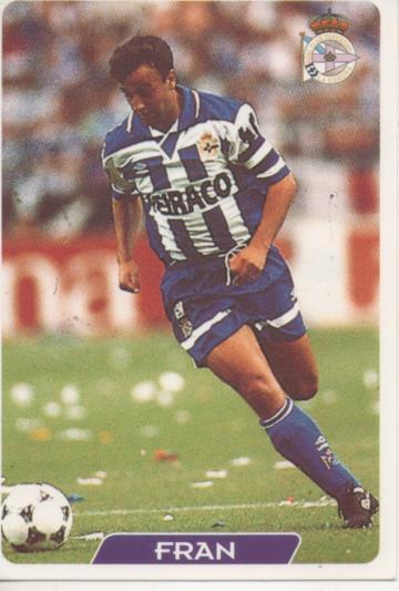 Cromo E003943: Trading Card. Las Fichas de la Liga 95-96, nº 30 Fran. Centrocampista. R.C.D. La Coruña