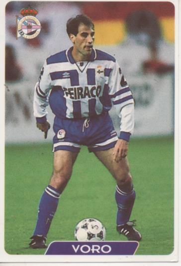 Cromo E003940: Trading Card. Las Fichas de la Liga 95-96, nº 27 Voro. Defensa. R.C.D. La Coruña