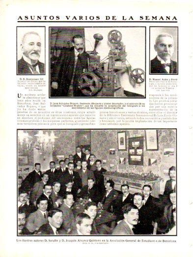 LAMINA V22968: Serafin y Joaquin Alvarez Quintero en la Asociacion de Estudiantes de Barcelona
