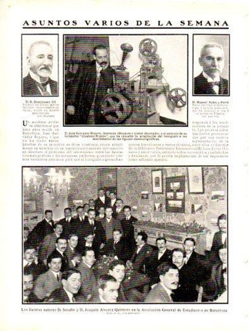 LAMINA V22968: Serafin y Joaquin Alvarez Quintero en la Asociacion de Estudiantes de Barcelona