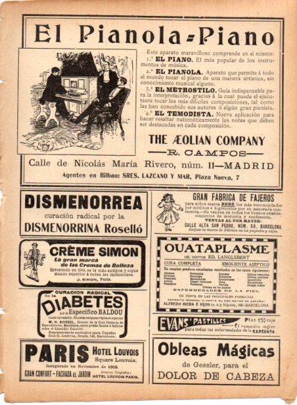 LAMINA V22896: Publicidad El Pianola Piano The Aeolian Company