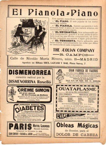 LAMINA V22896: Publicidad El Pianola Piano The Aeolian Company