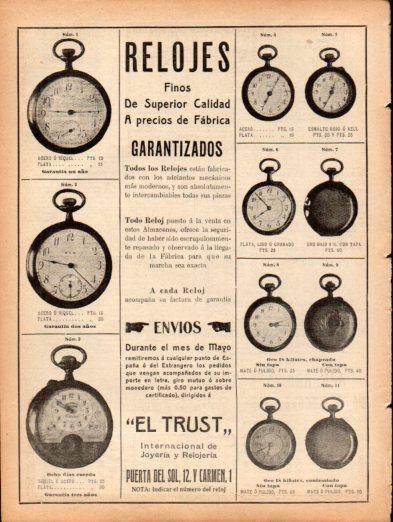 LAMINA V22935: Publicidad El Trust relojes