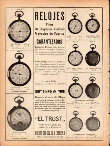 LAMINA V22935: Publicidad El Trust relojes