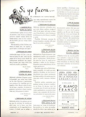LAMINA V22600: Publicidad C. Blanco Franco representante