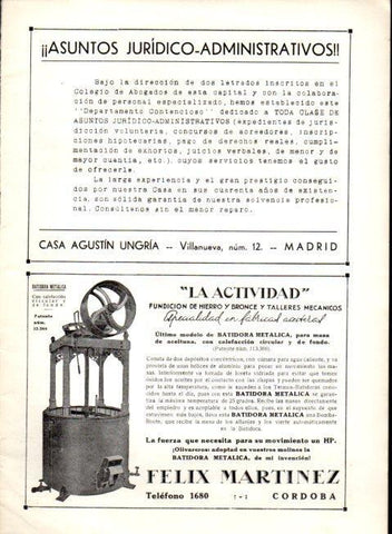 LAMINA V22597: Publicidad La Actividad fundicion de hierro