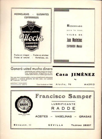 LAMINA V22593: Publicidad Francisco Samper lubrificante