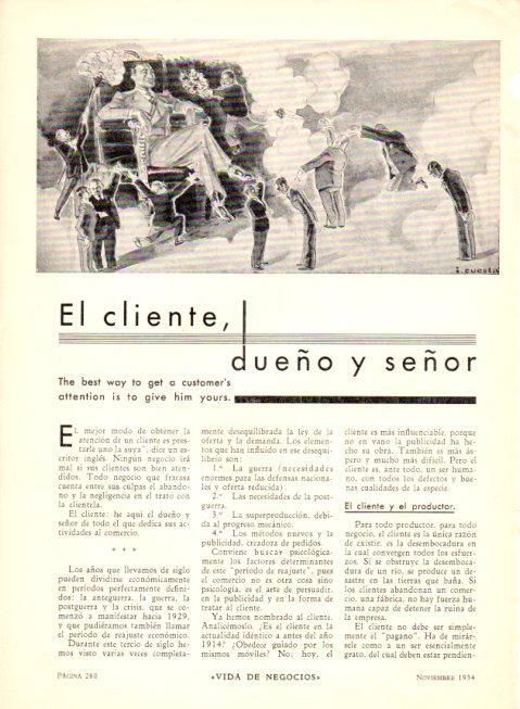 LAMINA V22586: El cliente dueño y señor ilustracion por I. Cuesta