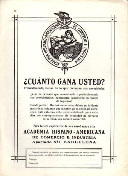 LAMINA V22634: Publicidad Academia Hispano Americana de Comercio e Industria