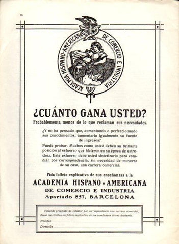 LAMINA V22634: Publicidad Academia Hispano Americana de Comercio e Industria