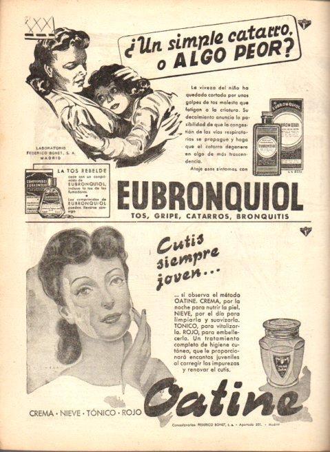 LAMINA V22522: Publicidad Eurobronquil y Oatine crema