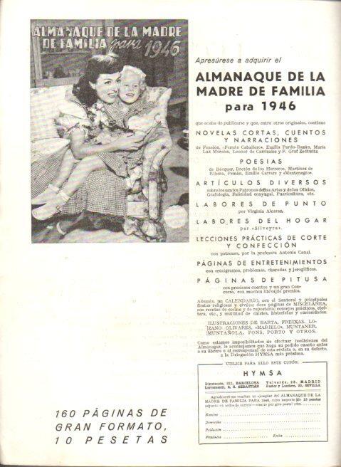 LAMINA V22521: Publicidad almanaque de la madre de familia para 1946