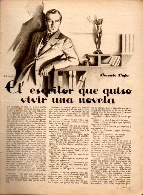 LAMINA V22552: El escritor que quiso vivir una novela ilustracion por E. Vicente