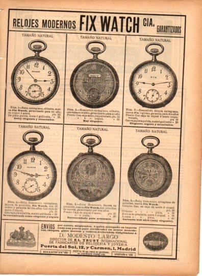 LAMINA V22703: Publicidad Fix Watch Cia relojes