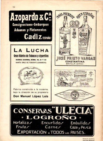 LAMINA V22701: Publicidad La Lucha fabrica de tabacos de Manuel Lopez Luis