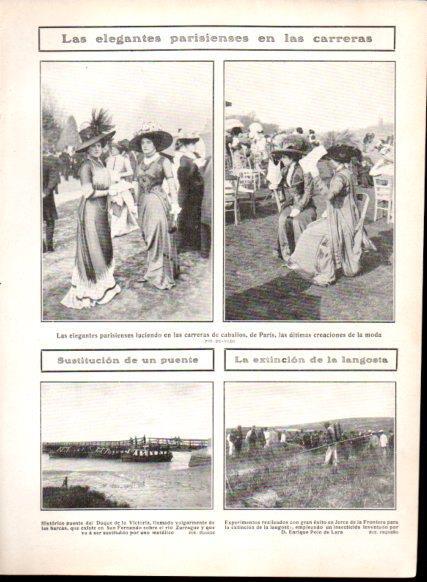 LAMINA V22728: Elegantes parisienses en las carreras de caballos de Paris