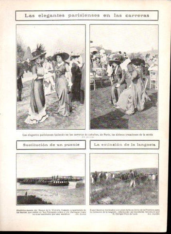 LAMINA V22728: Elegantes parisienses en las carreras de caballos de Paris