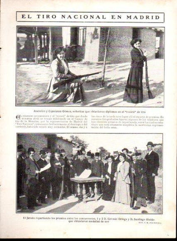 LAMINA V22744: Asuncion y Esperanza Gomez en concurso de tiro en Madrid