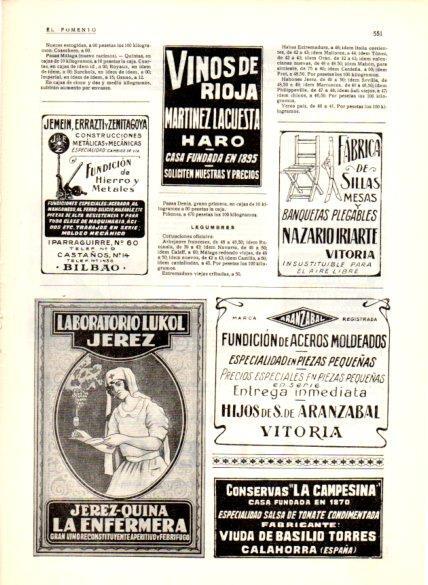 LAMINA V22664: Publicidad Jerez Quina La Enfermera Laboratorio Lukol