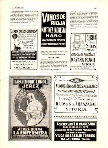 LAMINA V22664: Publicidad Jerez Quina La Enfermera Laboratorio Lukol