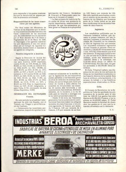 LAMINA V22661: Publicidad Industrias Beroa