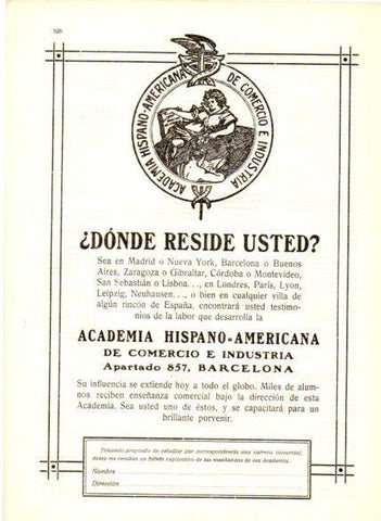 LAMINA V22656: Publicidad Academina Hispano Americana de Comercio e Industria