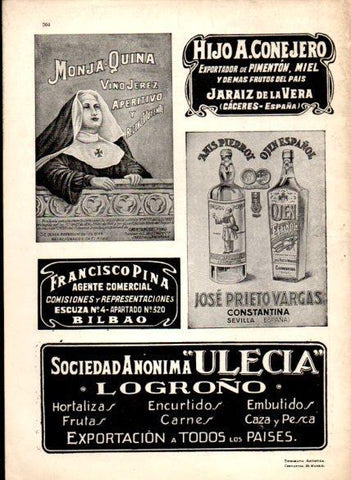 LAMINA V22654: Publicidad Monja Quina vino Jerez