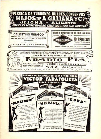 LAMINA V22648: Publicidad fabrica de escopetas Victor Sarasqueta