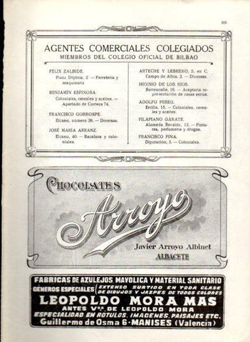 LAMINA V22666: Publicidad chocolates Arroyo