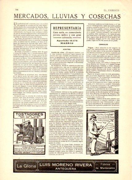 LAMINA V22694: Publicidad La Gloria de Luis Moreno Rivera