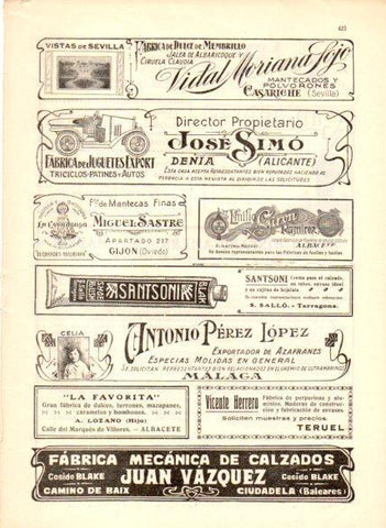 LAMINA V22686: Publicidad Antonio Perez Lopez exportador azafranes