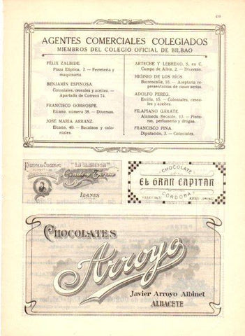 LAMINA V22684: Publicidad Chocolates Arroyo
