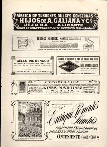 LAMINA V22683: Publicidad Enrique Penedes Sanchis cosechero