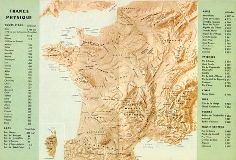 LAMINA V23547: Carte physique de la France