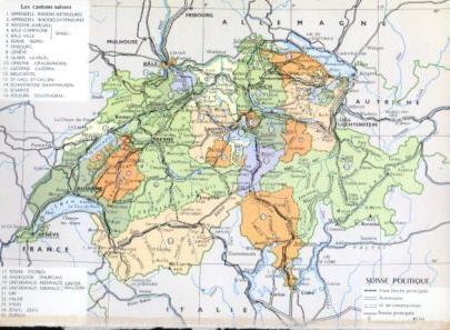 LAMINA V23600: Carte des cantons suisses