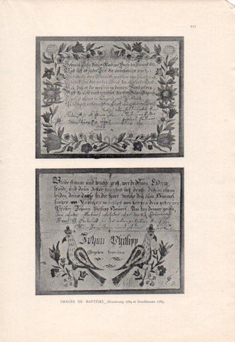 LAMINA V23463: Images de bapteme, Strasbourg 1764 et Sundhausen 1785